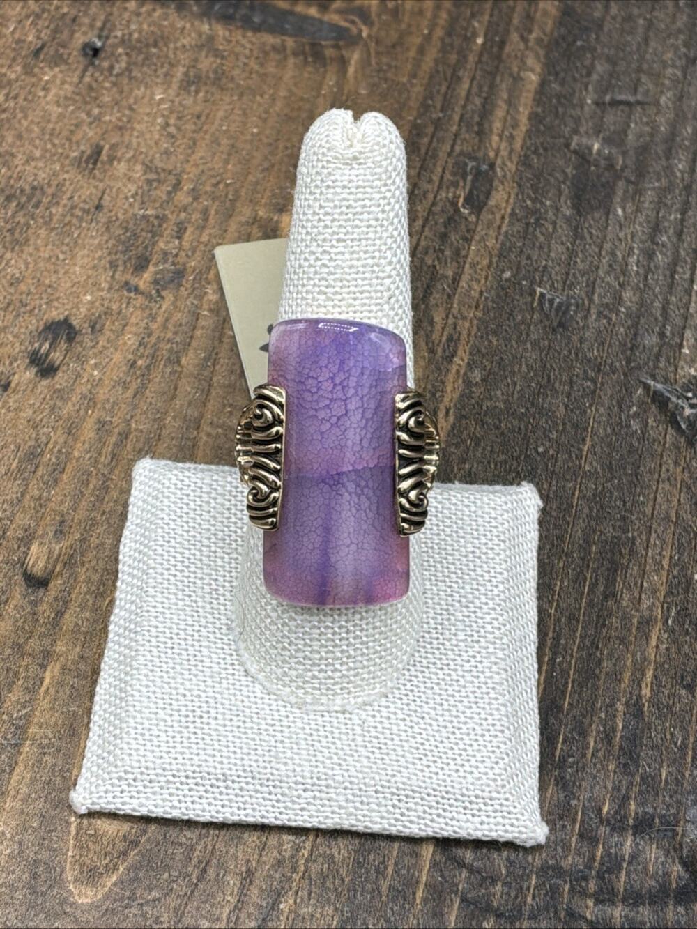 Barse Crackle Agate Ring - Purple - 8.5-NWT